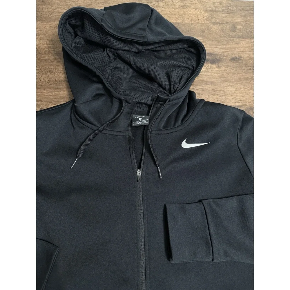 Nike Dri-FIT Full Zip Hoodie Womens Medium Black Swoosh Active Athletic Jacket